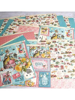 Graphic 45 Ephemera Queen Collection Cardstock Paper 12" x 12" Lot